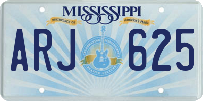 MS license plate ARJ625