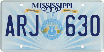 MS license plate ARJ630