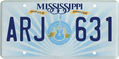 MS license plate ARJ631