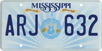 MS license plate ARJ632