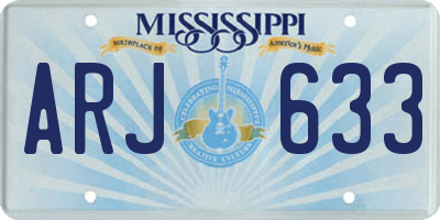 MS license plate ARJ633
