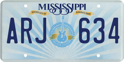 MS license plate ARJ634