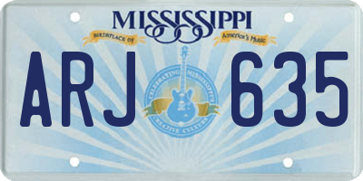 MS license plate ARJ635