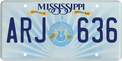 MS license plate ARJ636
