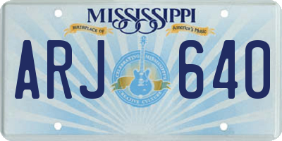 MS license plate ARJ640