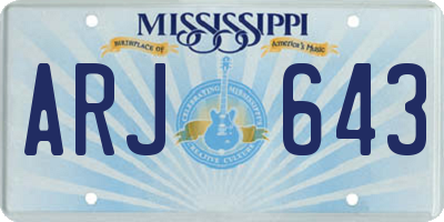 MS license plate ARJ643