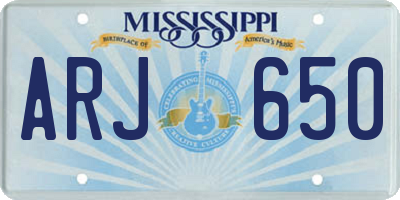 MS license plate ARJ650