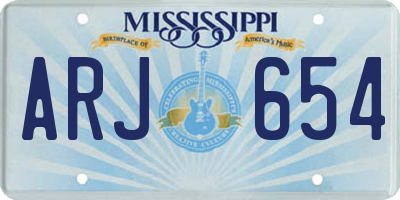 MS license plate ARJ654