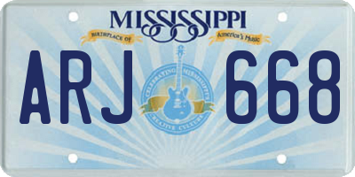 MS license plate ARJ668