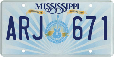 MS license plate ARJ671