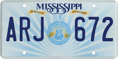 MS license plate ARJ672