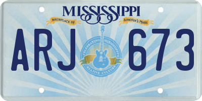 MS license plate ARJ673