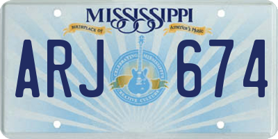 MS license plate ARJ674