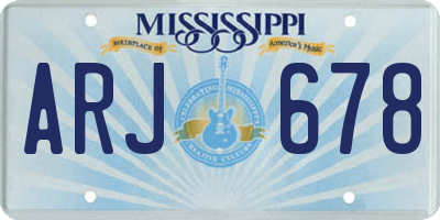 MS license plate ARJ678