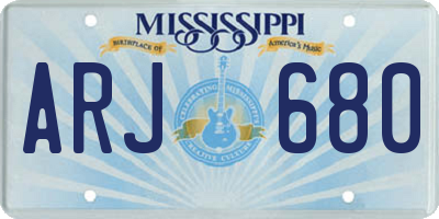 MS license plate ARJ680