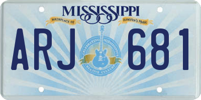 MS license plate ARJ681