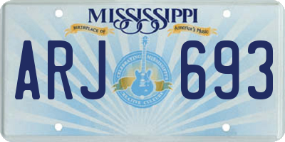 MS license plate ARJ693