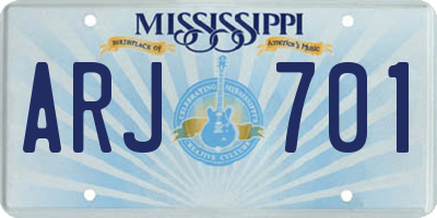 MS license plate ARJ701