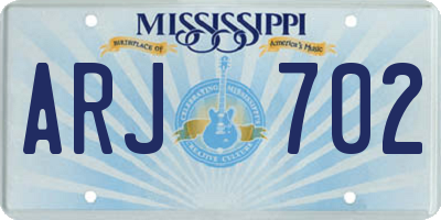 MS license plate ARJ702