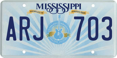 MS license plate ARJ703