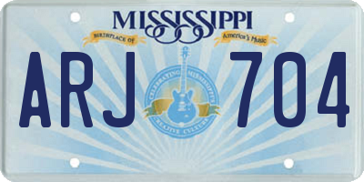 MS license plate ARJ704