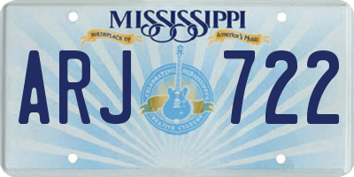 MS license plate ARJ722