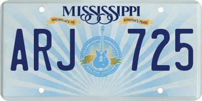 MS license plate ARJ725