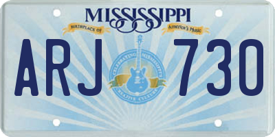 MS license plate ARJ730