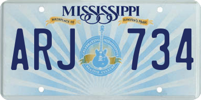 MS license plate ARJ734