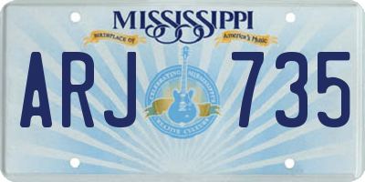 MS license plate ARJ735
