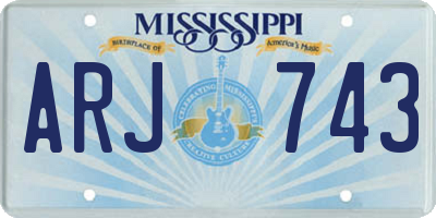 MS license plate ARJ743