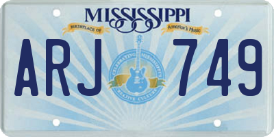 MS license plate ARJ749