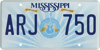 MS license plate ARJ750