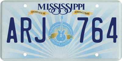 MS license plate ARJ764