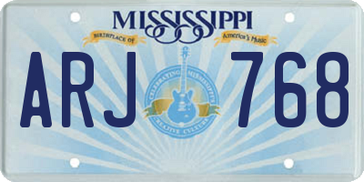 MS license plate ARJ768