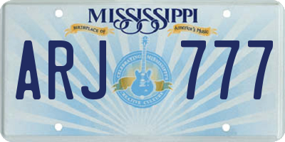 MS license plate ARJ777