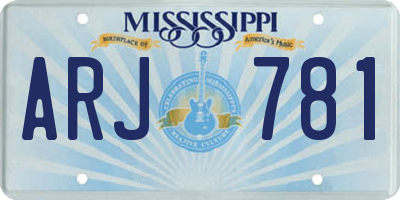 MS license plate ARJ781