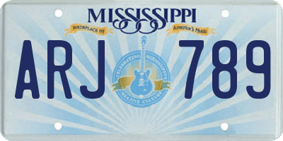 MS license plate ARJ789