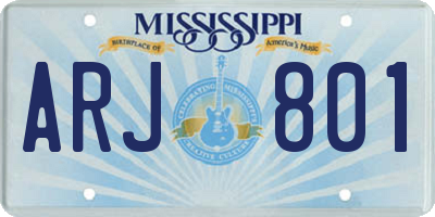 MS license plate ARJ801