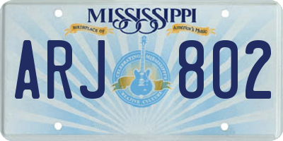 MS license plate ARJ802