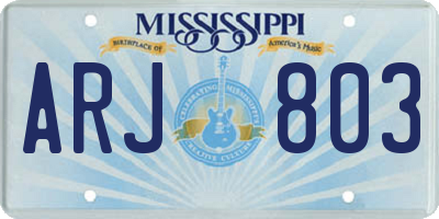 MS license plate ARJ803