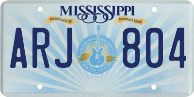 MS license plate ARJ804