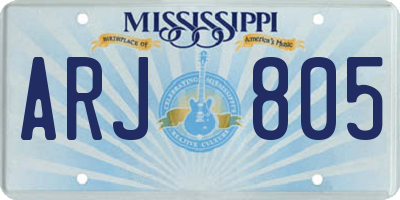 MS license plate ARJ805