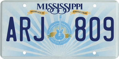 MS license plate ARJ809