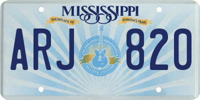 MS license plate ARJ820