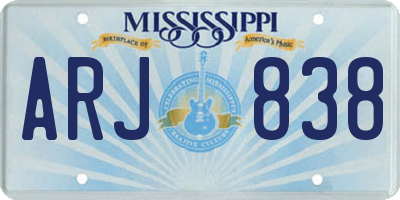 MS license plate ARJ838