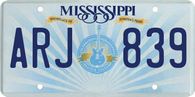 MS license plate ARJ839