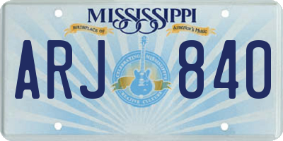 MS license plate ARJ840
