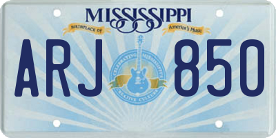 MS license plate ARJ850