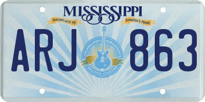 MS license plate ARJ863